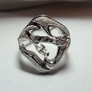 Ring Retro Impressionist Sterling size 7 Uncas MODERNIST ART